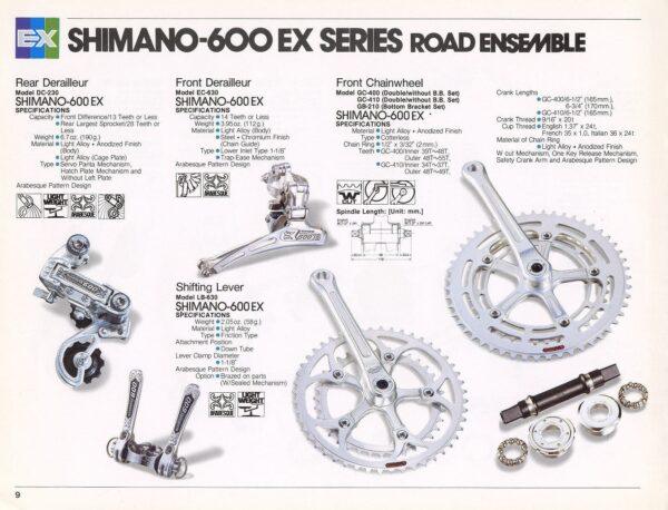Groupe complet Shimano 600 Arabesque avec pédales Kyokuto Dérailleur arrière Les Mains Dans Le Guidon